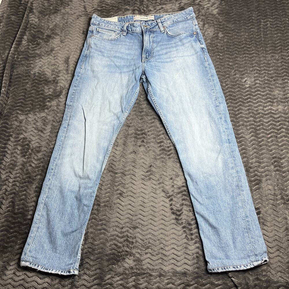 Guess Slim Tapered Jeans Mens 32x30 Medium Wash Blue Denim Pants